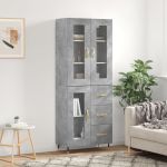 Dulap înalt, gri beton, 69,5x34x180, lemn compozit GartenMobel Dekor