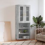 Dulap înalt, gri beton, 69,5x34x180, lemn compozit GartenMobel Dekor