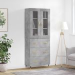 Dulap înalt, gri beton, 69,5x34x180, lemn compozit GartenMobel Dekor