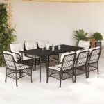 Set mobilier de grădină cu perne, 9 piese, maro, poliratan GartenMobel Dekor