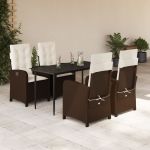 Set mobilier de grădină, 5 piese, cu perne, maro, poliratan GartenMobel Dekor