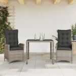 Set mobilier de grădină cu perne, 3 piese, gri, poliratan GartenMobel Dekor