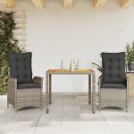 Set mobilier de grădină cu perne, 3 piese, gri, poliratan GartenMobel Dekor