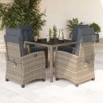 Set mobilier de grădină cu perne, 5 piese, gri, poliratan GartenMobel Dekor