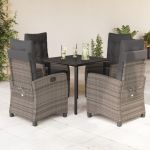Set mobilier de grădină cu perne, 5 piese, gri, poliratan GartenMobel Dekor