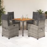 Set mobilier de grădină cu perne, 5 piese, gri, poliratan GartenMobel Dekor