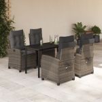 Set mobilier de grădină cu perne, 5 piese, gri, poliratan GartenMobel Dekor