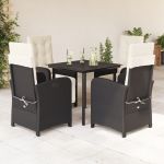 Set mobilier de grădină cu perne, 5 piese, negru, poliratan GartenMobel Dekor