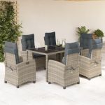 Set mobilier de grădină cu perne, 7 piese, gri, poliratan GartenMobel Dekor