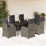 Set mobilier de grădină cu perne, 7 piese, gri, poliratan GartenMobel Dekor