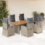 Set mobilier de grădină cu perne, 7 piese, gri, poliratan GartenMobel Dekor