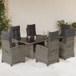 Set mobilier de grădină cu perne, 7 piese, gri, poliratan GartenMobel Dekor