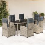 Set mobilier de grădină cu perne, 7 piese, gri, poliratan GartenMobel Dekor