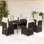 Set mobilier de grădină cu perne, 7 piese, maro, poliratan GartenMobel Dekor