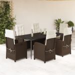Set mobilier de grădină cu perne, 7 piese, maro, poliratan GartenMobel Dekor