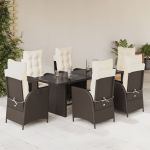 Set mobilier de grădină cu perne, 7 piese, maro, poliratan GartenMobel Dekor