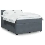 Pat box spring cu saltea, gri închis, 160x200 cm, catifea GartenMobel Dekor