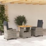 Set mobilier de grădină cu perne, 3 piese, gri, poliratan GartenMobel Dekor