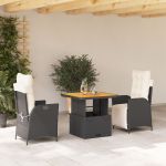 Set mobilier de grădină cu perne, 3 piese, negru, poliratan GartenMobel Dekor