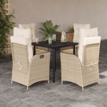 Set mobilier de grădină cu perne, 5 piese, bej, poliratan GartenMobel Dekor