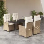 Set mobilier de grădină cu perne, 5 piese, bej, poliratan GartenMobel Dekor
