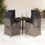 Set mobilier de grădină cu perne, 5 piese, gri, poliratan GartenMobel Dekor