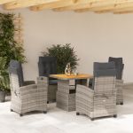 Set mobilier de grădină cu perne, 5 piese, gri, poliratan GartenMobel Dekor