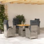 Set mobilier de grădină cu perne, 5 piese, gri, poliratan GartenMobel Dekor