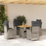 Set mobilier de grădină cu perne, 5 piese, gri, poliratan GartenMobel Dekor