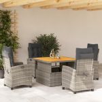 Set mobilier de grădină cu perne, 5 piese, gri, poliratan GartenMobel Dekor