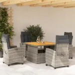 Set mobilier de grădină cu perne, 5 piese, gri, poliratan GartenMobel Dekor
