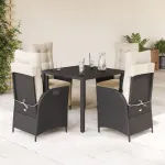 Set mobilier de grădină cu perne, 5 piese, negru, poliratan GartenMobel Dekor