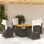 Set mobilier de grădină cu perne, 5 piese, negru, poliratan GartenMobel Dekor