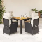 Set mobilier de grădină cu perne, 5 piese, negru, poliratan GartenMobel Dekor