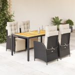 Set mobilier de grădină cu perne, 5 piese, negru, poliratan GartenMobel Dekor