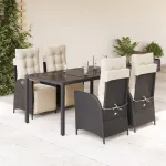 Set mobilier de grădină cu perne, 5 piese, negru, poliratan GartenMobel Dekor