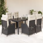 Set mobilier de grădină cu perne, 7 piese, negru, poliratan GartenMobel Dekor