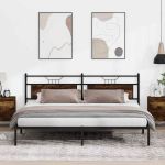 Cadru de pat fără saltea Stejar afumat 193x203cm Lemn prelucrat GartenMobel Dekor