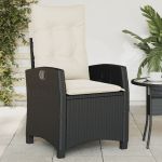 Scaun de grădină rabatabil cu perne, negru, poliratan GartenMobel Dekor