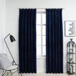 Draperii opace cu cârlige, 2 buc, albastru, 140x175 cm, catifea GartenMobel Dekor