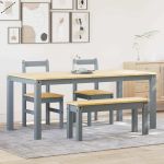 Set de sufragerie din 4 piese Panama din lemn masiv de pin gri GartenMobel Dekor