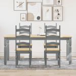 Set de sufragerie din 5 piese Panama din lemn masiv de pin gri GartenMobel Dekor