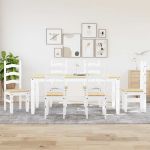 Set de sufragerie din 7 piese Panama din lemn masiv de pin alb GartenMobel Dekor