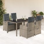 Set mobilier de grădină cu perne, 5 piese, gri, poliratan GartenMobel Dekor
