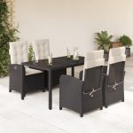 Set mobilier de grădină cu perne, 5 piese, negru, poliratan GartenMobel Dekor