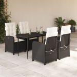 Set mobilier de grădină cu perne, 5 piese, negru, poliratan GartenMobel Dekor