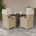 Set mobilier de grădină cu perne, 5 piese, bej, poliratan GartenMobel Dekor