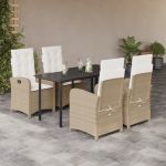 Set mobilier de grădină cu perne, 5 piese, bej, poliratan GartenMobel Dekor