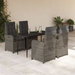 Set mobilier de grădină cu perne, 5 piese, gri, poliratan GartenMobel Dekor