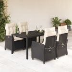 Set mobilier de grădină cu perne, 5 piese, negru, poliratan GartenMobel Dekor